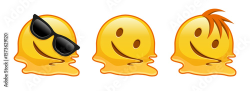 Melting face Set of three yellow emoji