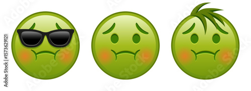 Nauseated green face Set of three emoji