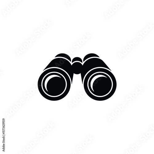 Black and White Binoculars Icon Illustration for Optics and Observation