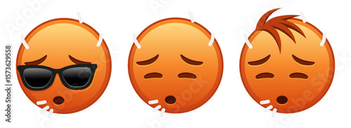 Sweaty face Set of three red emoji