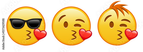 The face that sends a kiss Set of three emoji