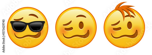 Woozy yellow face Set of three emoji