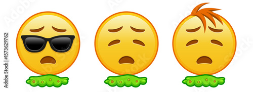 Yellow face vomiting Set of three emoji