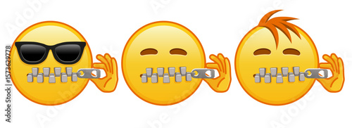 Zipper Mouth face Set of three emoji