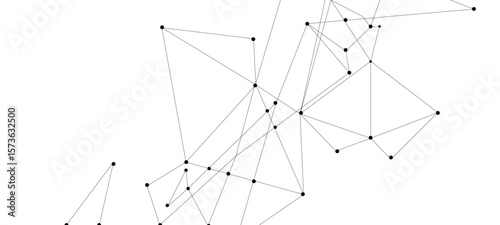 Abstract network connections with blue nodes on white background sailing boat on the sea