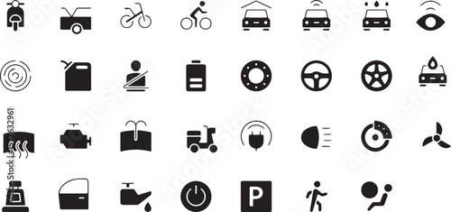 Automotive & Driving Icons - Car Features, Safety, Maintenance & Transport Elements