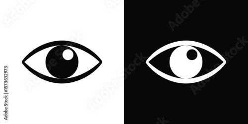 Black and White Inverted Eyes, Illustration of Vision, Ophthalmology Concepts, Positive and Negative