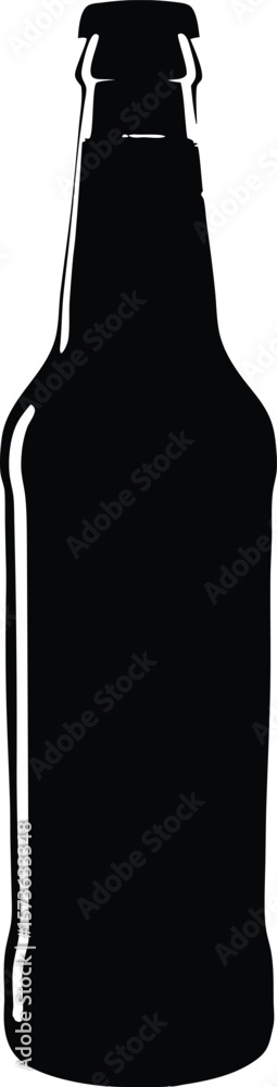 Fototapeta premium Beer Bottle Silhouette Clipart Vector, Isolated Black Design