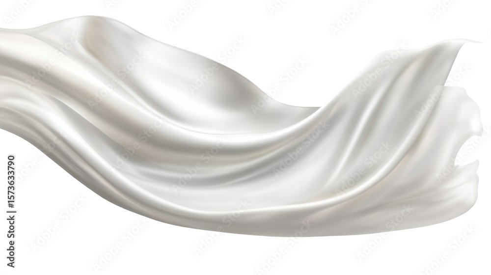 Fototapeta premium white silk textile flying on white background