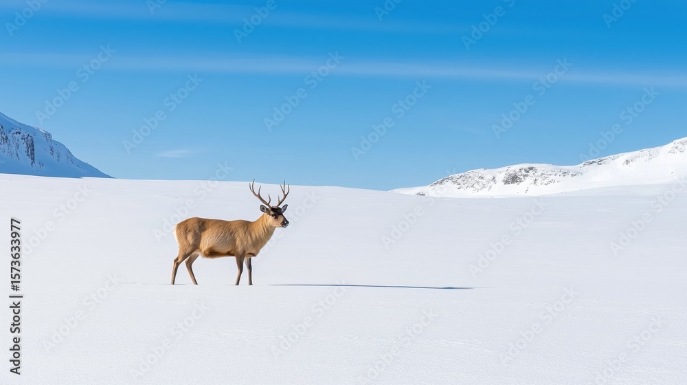 Obraz premium Chamois walking through deep snow