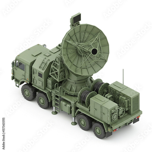 Detailed model of a military radar system mounted on a large truck.