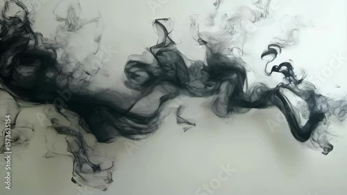 Delicate tendrils of black smoke swirl gracefully creating an abstract masterpiece that evokes mystery and intrigue. Witness the beauty of movement frozen in time.