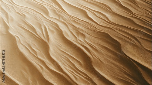 Close-up of textured sand dunes with natural, flowing patterns created by wind on a desert surface.