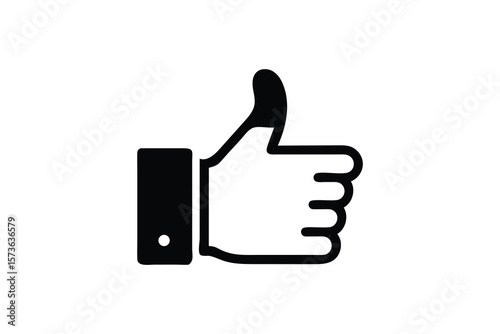 Simple black and white icon of a hand giving a thumbs up gesture against a clean white background
