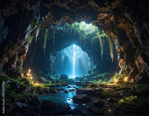 Cave with waterfall