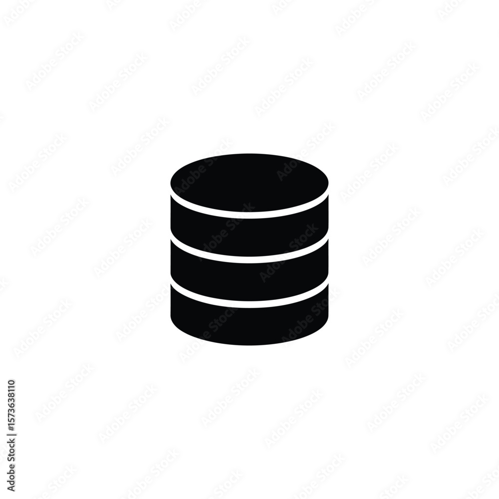 Black ThreeLayered Database Icon Representing Data Storage, Server, and Information Technology System Black ThreeLayered Database Icon Representing Data Storage, Server, and Information Technology System