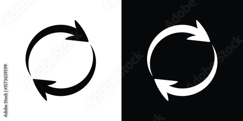 Circular Arrow Pair, Black and White Backgrounds, Directional Flow, Illustration