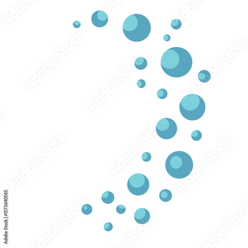 Abstract arc of blue bubbles in a 2D vector flat style. Great for decorations, motion effects, and creative modern layouts.