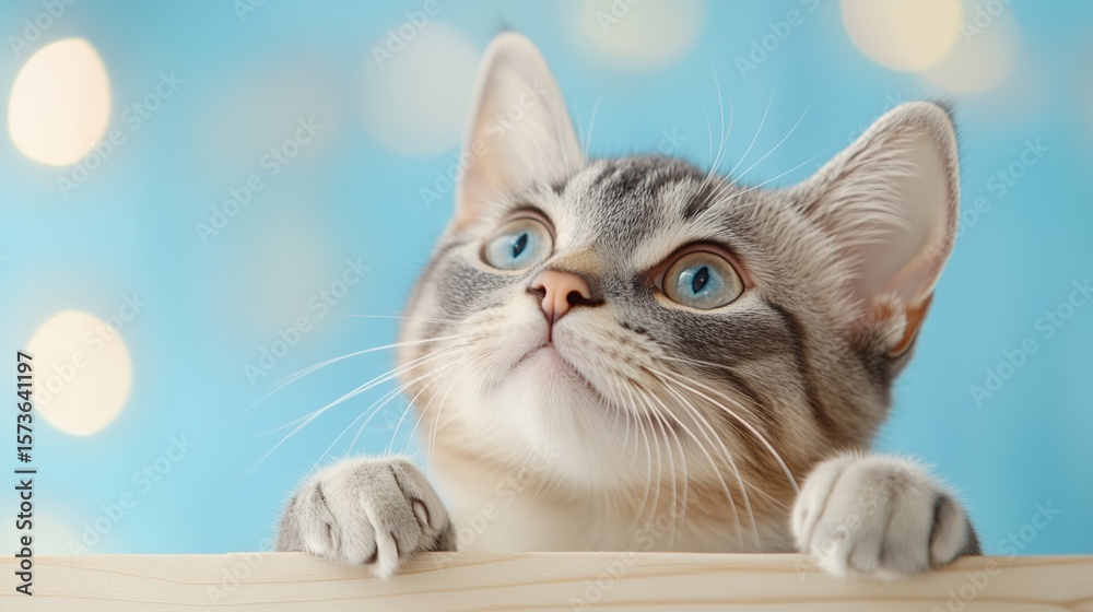 Obraz premium Close up cute blue cat little kitten cute gesture and expression
