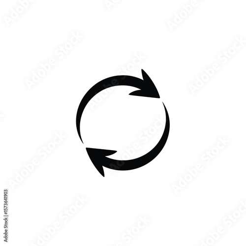 Circular Arrows Illustration Black Rotating Arrows Indicating Cycle, Circulation and Reloading Concept