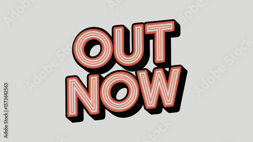 Retro styled text illustration announcing something's release with bold typeface and bright colors