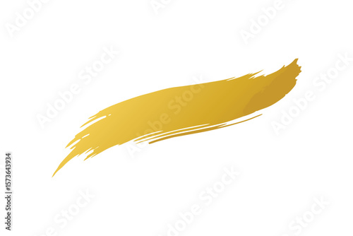 Minimalist gold foil abstract brush stroke with radiant shine artistic accent vector art illustration