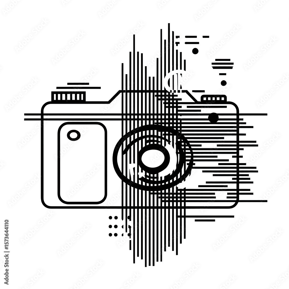 Obraz premium Abstract camera graphic, lines and digital elements
