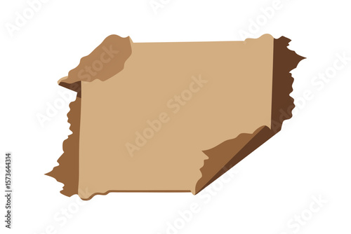 Rustic torn paper corner overlay with shadow details vintage effect vector art illustration