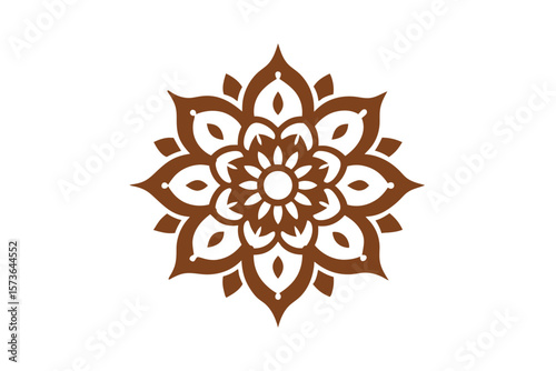 Symmetrical Mehndi inspired mandala center element intricate pattern vector art illustration