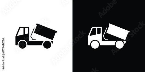 Dump truck delivers a monochrome contrast on both white and black backgrounds easily
