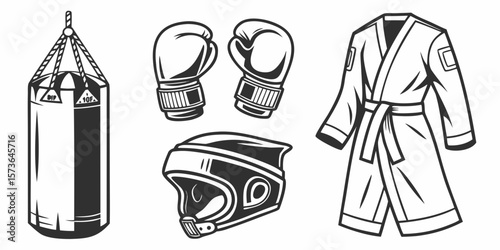 Boxing Gear Collection: A compilation of classic boxing equipment, perfectly capturing the essence of the sport with its timeless appeal.