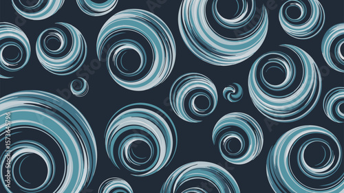 Abstract turquoise swirl pattern design on dark background, decorative graphic motif
