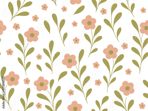 Floral Abstract Seamless Pattern, Suitable for Fashion Design, Decoration, Fabric, Wallpaper and Printing on White Background