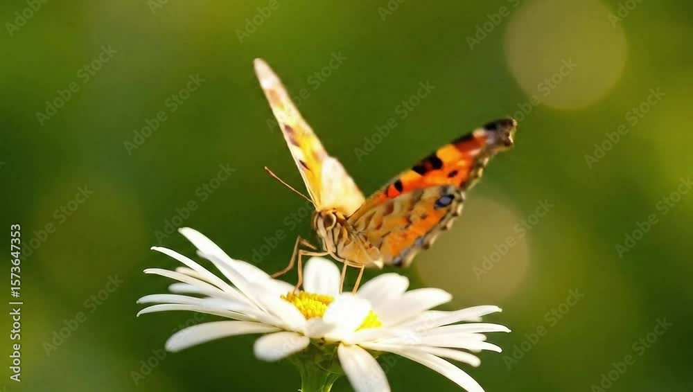 Butterfly on a Flower: A striking butterfly, adorned with vibrant colors, gracefully perches upon a delicate flower, its wings delicately poised. A breathtaking macro shot. Butterfly on a Flower: A striking butterfly, adorned with vibrant colors, gracefully perches upon a delicate flower, its wings delicately poised. A breathtaking macro shot.
