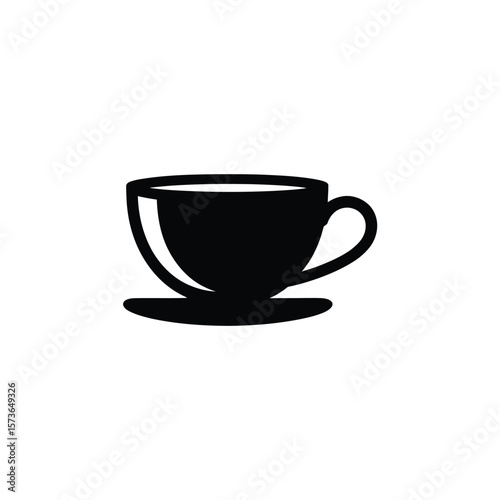 Simple Black and White of a Coffee Cup with Saucer Icon