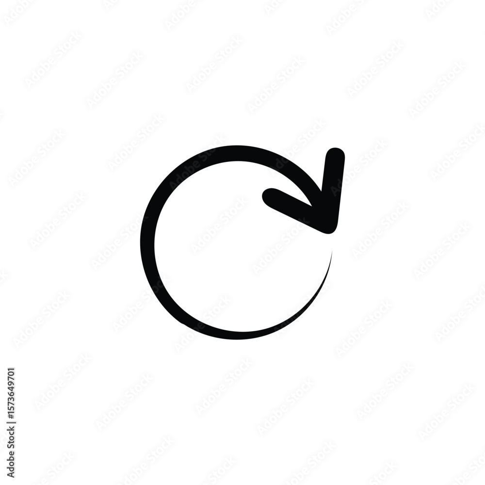 Obraz premium Simple Black Circular Arrow Refresh, Reload, or Loop Symbol on White Background