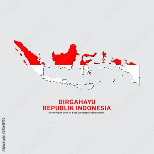 Indonesia independence day with indonesia maps. August 17th is a Indonesia independence day