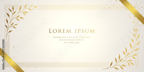 Elegant White and Gold Botanical Frame Background
