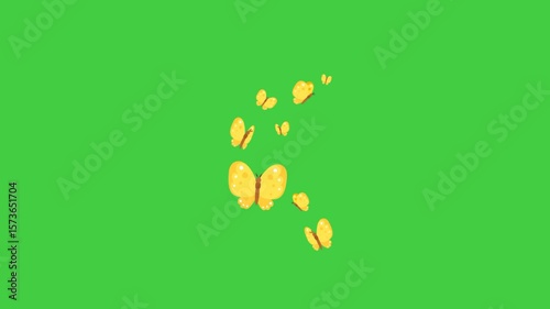 Flying butterflies animation. A seamless looping motion graphic showing butterflies fluttering around gracefully, ideal for spring themes, nature backgrounds, garden designs, children’s videos, or dec