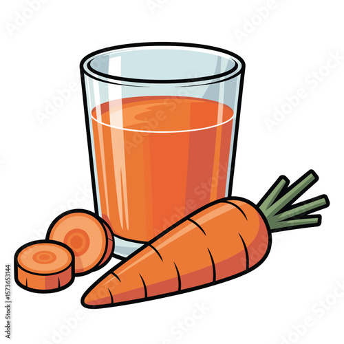 Carrot Juice in a Glass with Carrot Slices