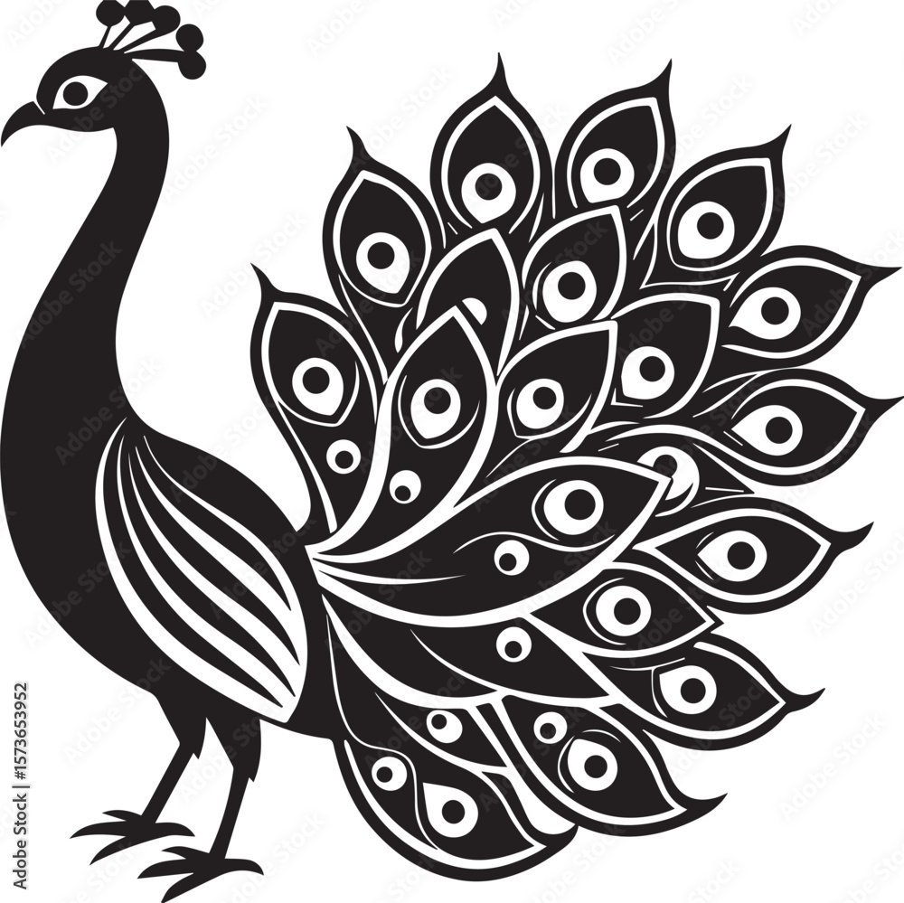 Fototapeta premium elegant peacock silhouette vector icon, elegant peacock vector illustration,