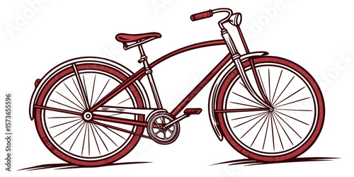 Vintage Bicycle in Motion: A detailed line art illustration of a classic bicycle, showcasing its elegant design and the spirit of cycling. 