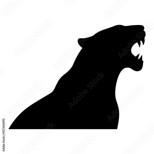 Tiger silhouette head roaring view