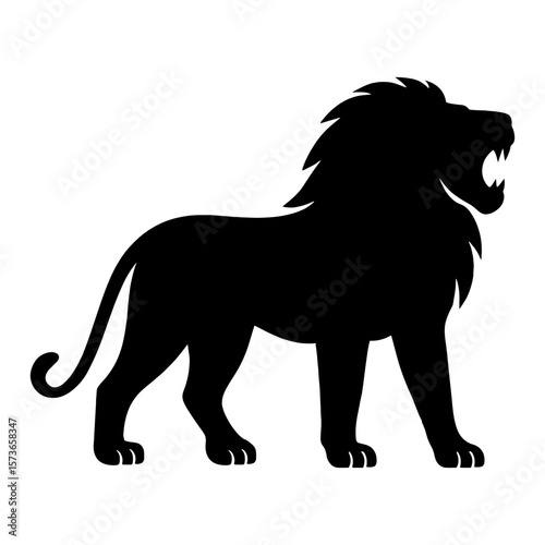 Lion silhouette side roaring view