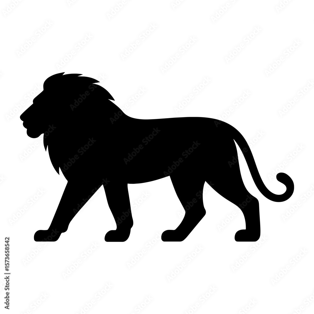 Obraz premium Lion silhouette walking view towards ahead