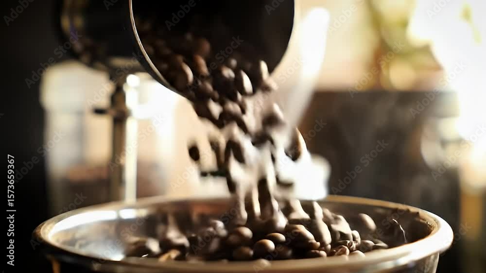 custom made wallpaper toronto digitalFalling coffee beans are poured into a metal bowl, creating a blurry, dynamic image