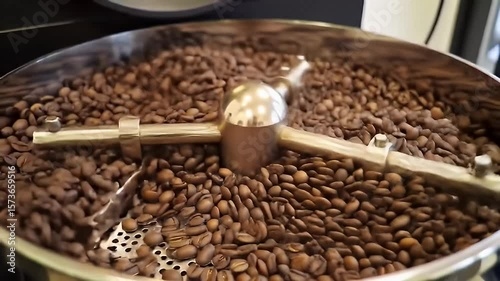 Wallpaper Mural Roasting machine tumbles coffee beans in a large steel bowl with a mixing mechanism Torontodigital.ca