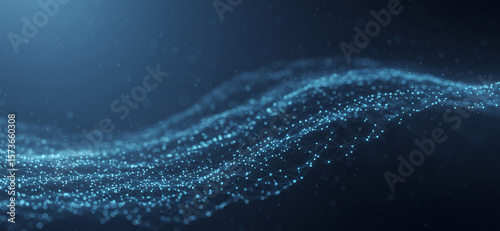 Abstract blue wavy pattern with glowing particles on a dark background, evoking futuristic energy flow and immersive rhythm for deep tech and software interfaces