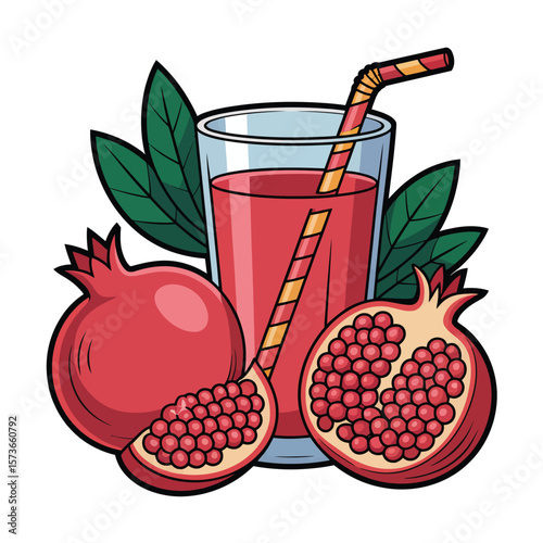 Delicious Pomegranate Juice with Straw