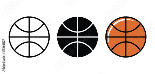 Basketball Icon Set Black White Orange